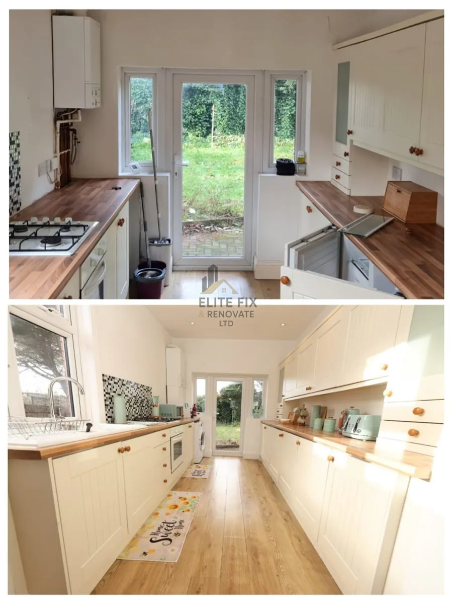 Kitchen before and after renovation